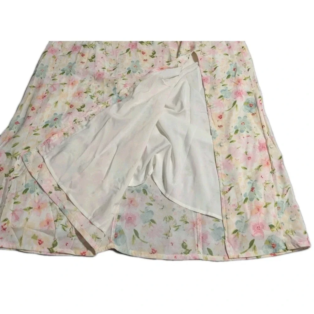 Abercrombie & Fitch Floral Maxi Dress Womens Small Pastel Pink Blue Cottagecore